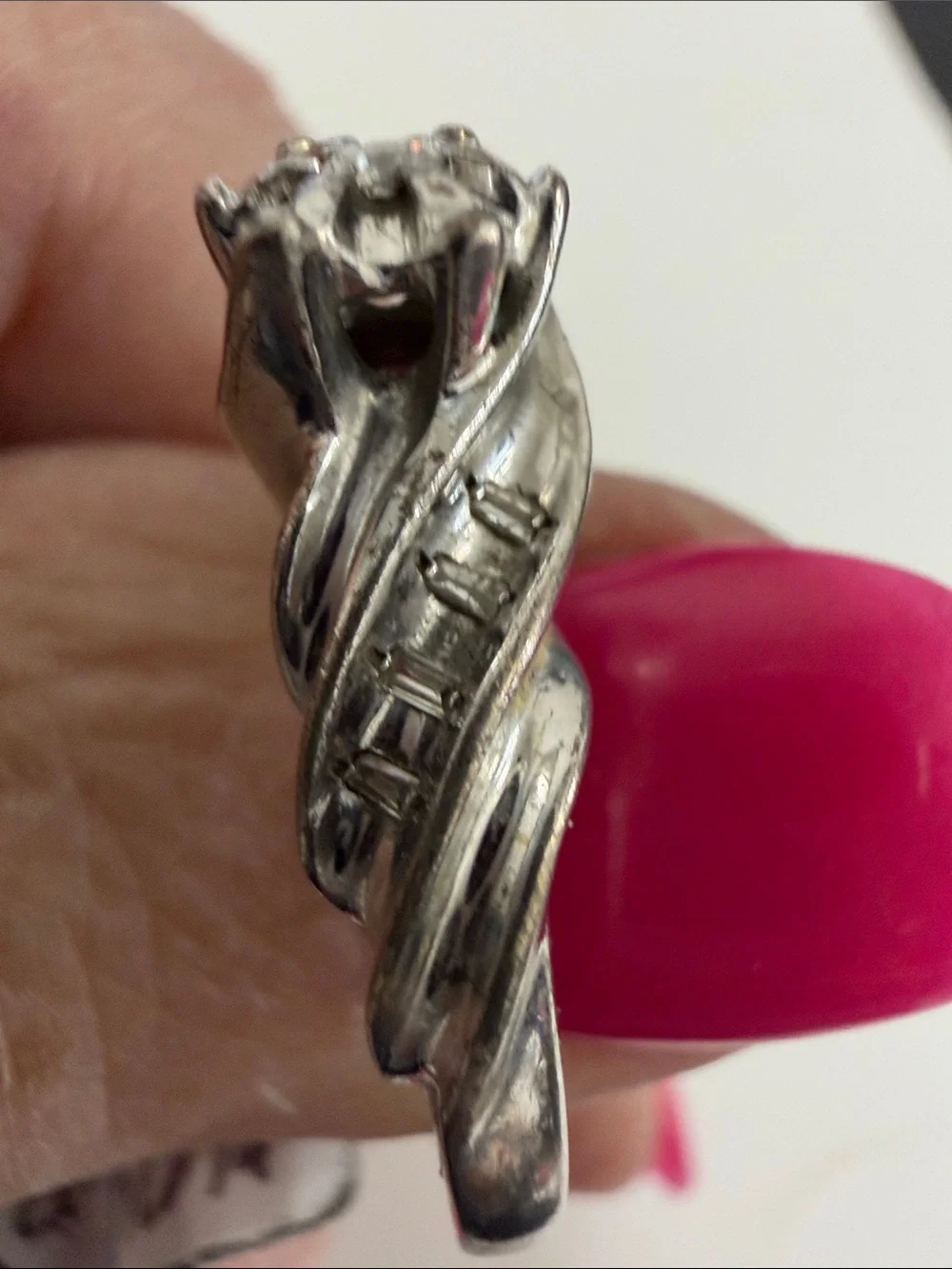 Sterling Silver Women's Diamond Accent Swirl Ring - Silver size 7